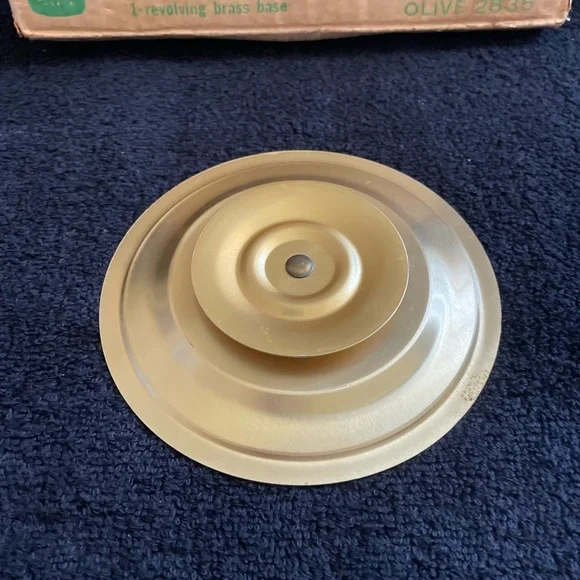 Vintage Indiana Glass Revolving Tray with Brass Base - Picture 5 of 9